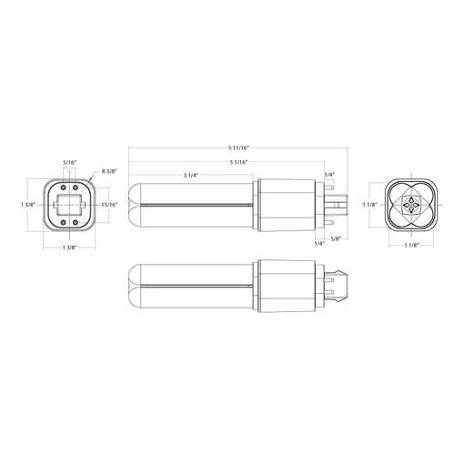 PLC-7-O-835-HYB-G24Q Plc Omni 7W 18EQ 830LM G24Q CRI80 3500K Type A+b Line Drawing