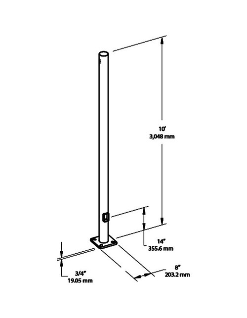 PR4-11-10D2 Poles PR4 4 Inch Round Pole 11 Gauge 10 Feet Drilled