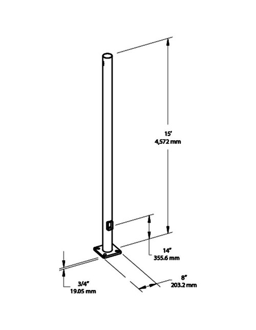 PR4-11-15D2 Poles PR4 4 Inch Round Pole 11 Gauge 15 Feet Drilled