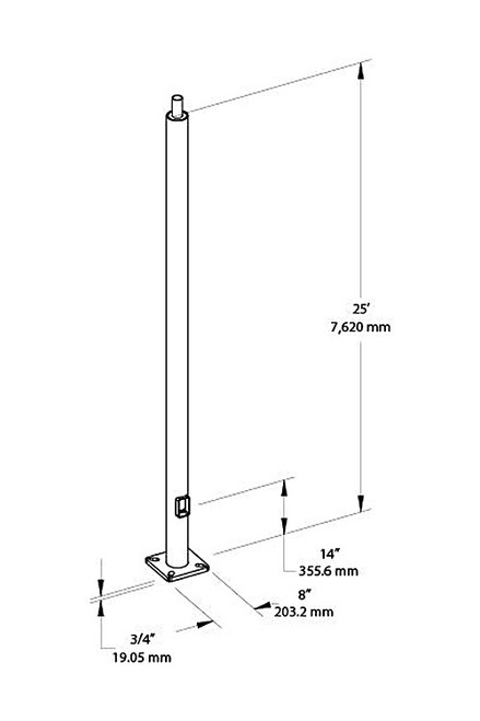 PR4-11-25WT Poles PR4 Round Pole 4 Inch 11 Gauge 25 Feet Welded Tenon