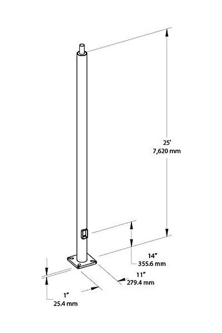 PR5-07-25WT Poles PR5 Round Pole 5 Inch 7 Gauge 25 Feet Welded Tenon