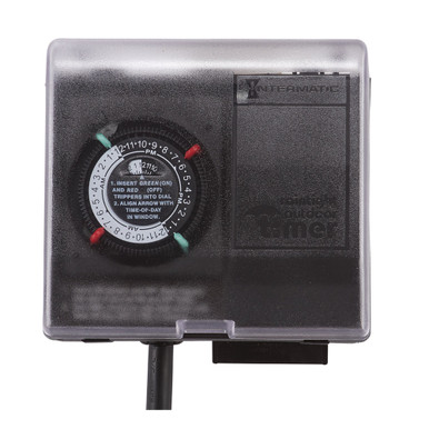 P1131 Outdoor Mechanical Plug-In Timer with Built-In Enclosure.