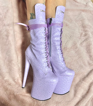 Lavender-duh OstRichBitch Ankle Boot 8 inch heel LevelUp Heels