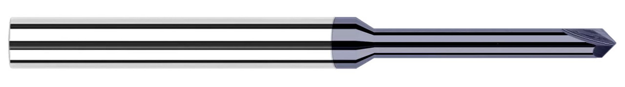 0.0620 (1/16)" NECK DIA X 0.5000 (1/2)" REACH X 45Â° PER SIDE - 2 FL - ALTIN COATED, 55645-C3  HARVEY TOOL  SKU HARTO1-55645-C3
