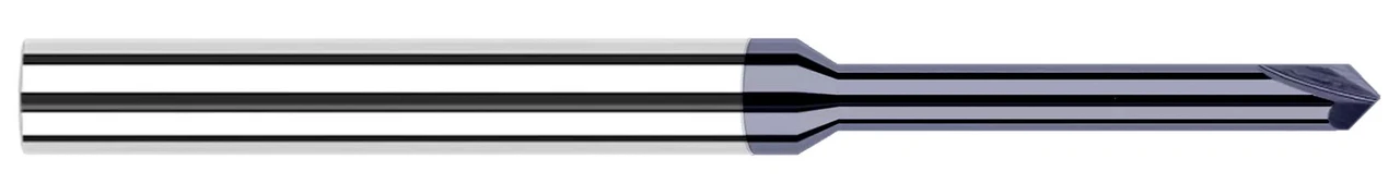 0.0310 (1/32)" NECK DIA X 0.1870 (3/16)" REACH X 45Â° PER SIDE - 2 FL - ALTIN COATED, 870845-C3  HARVEY TOOL  SKU HARTO1-870845-C3