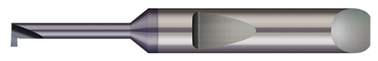 Quick Change - Right Hand - 0.1100" (2.8 mm) Min Bore DIA x 0.150" Max Bore Depth x 0.0200" Tooth Width x 0.0300" Projection x 1.50" (1-1/2) OAL - AlTiN Coated  MICRO 100  SKU MIC100-QMRR-020-150-100X