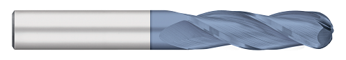 0.2500" (1/4) Cutter DIA x 1.1250" (1-1/8) Length of Cut Carbide Ball End Mill, 3 Flutes, AlTiN Coated  TITAN USA  SKU TITUS1-TC16316