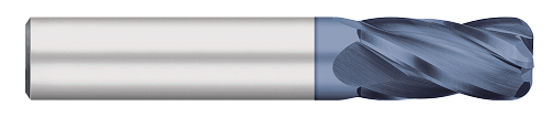 0.5000" (1/2) Cutter DIA x 0.0100" Radius x 1.0000" (1) Length of Cut Carbide Corner Radius End Mill, 4 Flutes, AlTiN Coated  TITAN USA  SKU TITUS1-TC74476