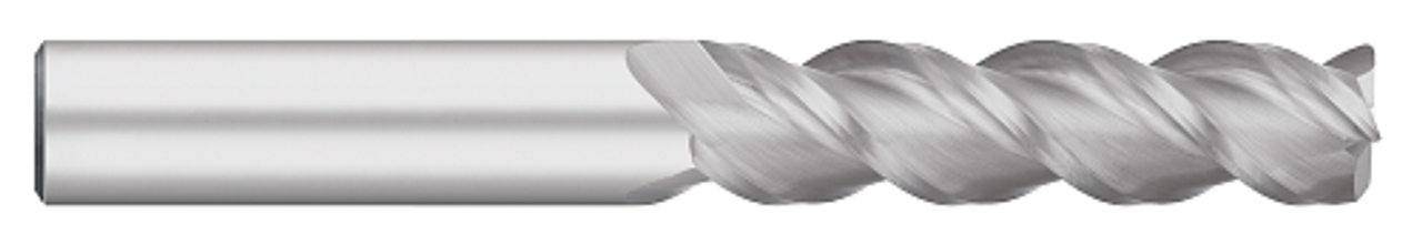 0.3750" (3/8) Cutter DIA x 0.0200" Radius x 1.5000" (1-1/2) Length of Cut Carbide Corner Radius End Mill for Aluminum, 3 Flutes, Uncoated