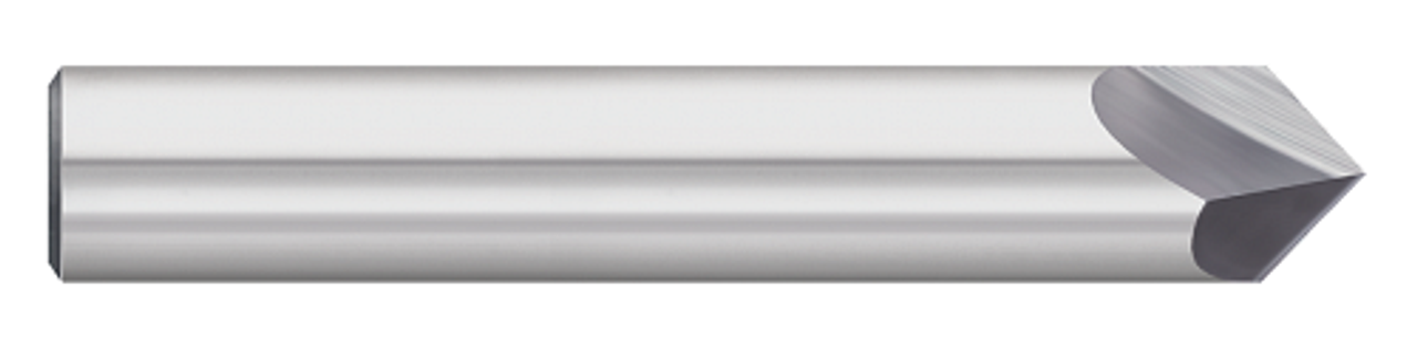 0.1250" (1/8) Shank DIA x 90Â° Included Angle x 1.5000" (1-1/2) Overall Length X 0.0100" Tip DIA Carbide Pointed Chamfer Mill, 2 Flutes, Uncoated  TITAN USA  SKU TITUS1-TC85124