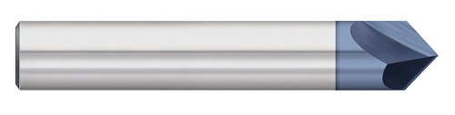 0.2500" (1/4) Shank DIA x 90Â° Included Angle x 2.5000" (2-1/2) Overall Length X 0.0100" Tip DIA Carbide Pointed Chamfer Mill, 2 Flutes, AlTiN Coated  TITAN USA  SKU TITUS1-TC85328