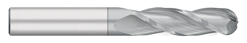 0.2500" (1/4) Cutter DIA x 1.1250" (1-1/8) Length of Cut Carbide Ball End Mill, 3 Flutes, TiCN Coated  TITAN USA  SKU TITUS1-TC92416