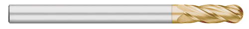 0.1875" (3/16) Cutter DIA x 1.1250" (1-1/8) Length of Cut Carbide Ball End Mill, 4 Flutes, TiN Coated  TITAN USA  SKU TITUS1-TC95757