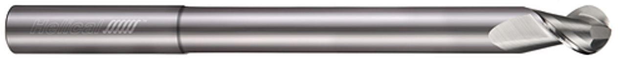 2 FL - Ball - 45Â° Helix - 0.2500" (1/4) Cutter DIA x 0.2500" (1/4) Shank DIA x 0.3750" (3/8) LOC x 4.0000" (4) OAL x 2.1250" (2-1/8) Reach - Uncoated  HELICAL  SKU HELSO1-18135