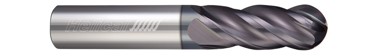 4 FL - Ball - 0.2500" (1/4) Cutter DIA x 0.2500" (1/4) Shank DIA x 1.2500" (1-1/4) LOC x 3.0000" (3) OAL - APLUS Coated  HELICAL  SKU HELSO1-81677