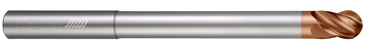 4 FL - Ball - 0.1250" (1/8) Cutter DIA x 0.1250" (1/8) Shank DIA x 0.1562" (5/32) LOC x 3.0000" (3) OAL x 0.6250" (5/8) Reach - TPLUS Coated  HELICAL  SKU HELSO1-86877