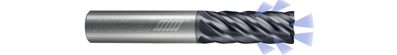 6 FL - Corner Radius - 0.3750" (3/8) Cutter DIA x 0.3750" (3/8) Shank DIA x 0.0100" Radius x 0.5000" (1/2) LOC x 2.0000" (2) OAL - APLUS Coated, 84506  HELICAL  SKU HELSO1-84506