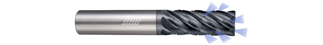 6 FL - Corner Radius - 0.2500" (1/4) Cutter DIA x 0.2500" (1/4) Shank DIA x 0.0300" Radius x 0.5000" (1/2) LOC x 2.5000" (2-1/2) OAL - APLUS Coated, 84610  HELICAL  SKU HELSO1-84610