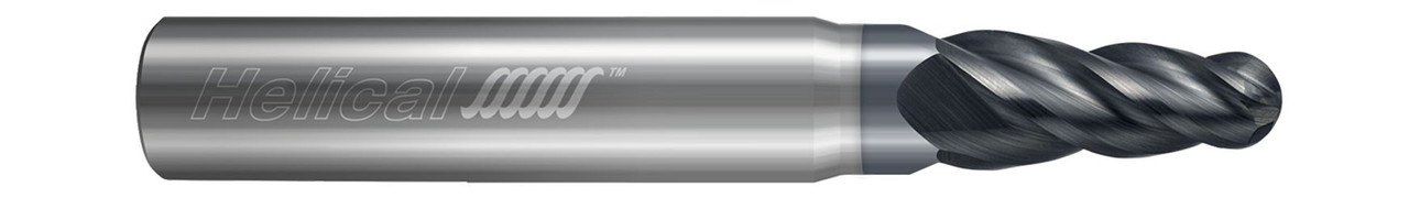 4 FL - Ball - 0.1250" (1/8) Cutter DIA x 0.1875" (3/16) Shank DIA x 0.6250" (5/8) LOC x 2.0000" (2) OAL x 0.7500" (3/4) Reach - APLUS Coated, 84891  HELICAL  SKU HELSO1-84891