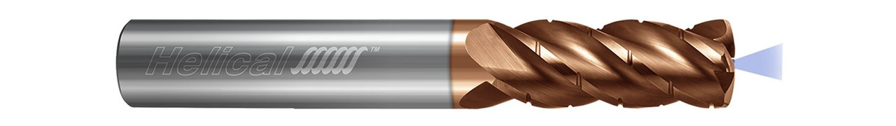 4 FL - Feed Mill - 0.3750" (3/8) Cutter DIA x 0.3750" (3/8) Shank DIA x 0.0300" Radius x 1.2500" (1-1/4) LOC x 3.0000" (3) OAL - TPLUS Coated, 86417  HELICAL  SKU HELSO1-86417