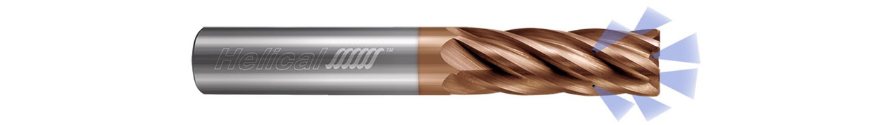 6 FL - Corner Radius - 0.5000" (1/2) Cutter DIA x 0.5000" (1/2) Shank DIA x 0.0600" Radius x 1.0000" (1) LOC x 3.0000" (3) OAL - TPLUS Coated, 87619  HELICAL  SKU HELSO1-87619