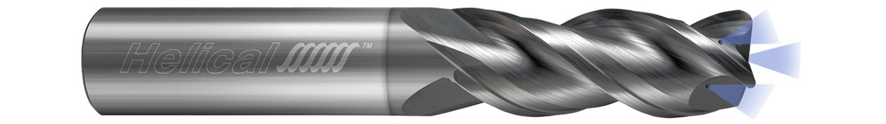 3 FL - Corner Radius - 0.3750" (3/8) Cutter DIA x 0.3750" (3/8) Shank DIA x 0.0300" Radius x 0.5000" (1/2) LOC x 2.0000" (2) OAL - Uncoated, 88111  HELICAL  SKU HELSO1-88111