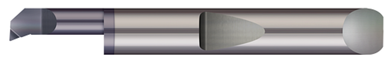 0.0900" Min Bore DIA x 0.200" Max Bore Depth x 0.0150" (1/64) Projection x 0.1875" (3/16) Shank DIA x 1.50" (1-1/2) Overall Length x 0.004" Corner Radius  - Carbide Quick Change - Top Rake Boring Standard Right Hand, AlTiN Coated, QBT4-080200X