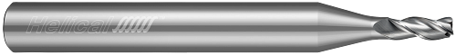3 FL - Corner Radius - 35Â° Helix - 4.000 mm Cutter DIA x 6.000 mm Shank DIA x 0.500 mm Radius x 8.000 mm LOC x 63.000 mm OAL - Uncoated  HELICAL  SKU HELSO1-89591