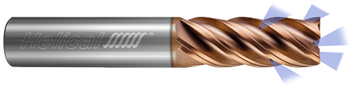 5 FL - Corner Radius - 0.3750" (3/8) Cutter DIA x 0.3750" (3/8) Shank DIA x 0.0300" Radius x 0.5000" (1/2) LOC x 2.0000" (2) OAL - TPLUS Coated, 89906  HELICAL  SKU HELSO1-89906