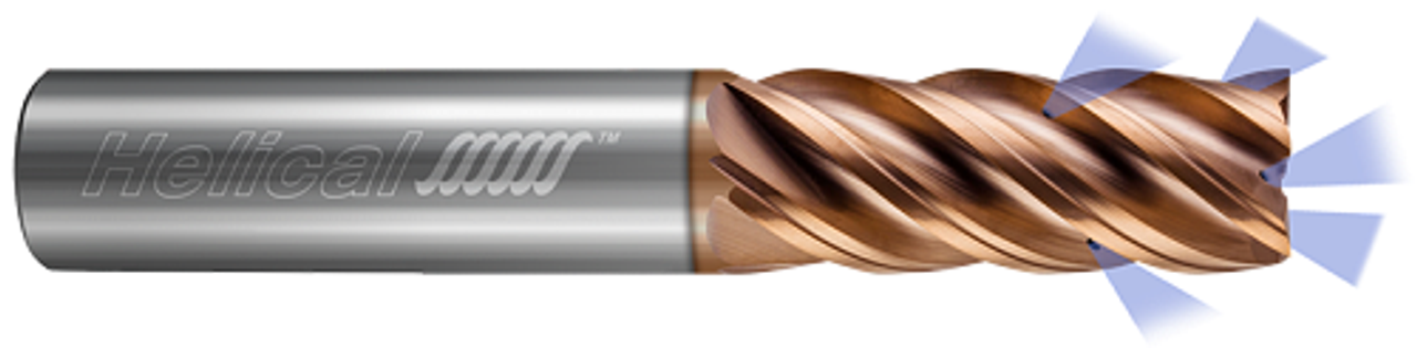 5 FL - Corner Radius - 0.5000" (1/2) Cutter DIA x 0.5000" (1/2) Shank DIA x 0.0600" Radius x 1.0000" (1) LOC x 3.0000" (3) OAL - TPLUS Coated, 89911  HELICAL  SKU HELSO1-89911