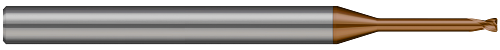 2 FL - 2.500 mm Cutter DIA x 0.250 mm Radius x 2.500 mm LOC x 25.000 mm Reach - Ti Hard Nano Coated  HARVEY TOOL  SKU HARTO1-679851-C12