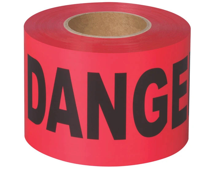 Shurtape BT 100 red barricade tape, 3 in x 1000 ft roll