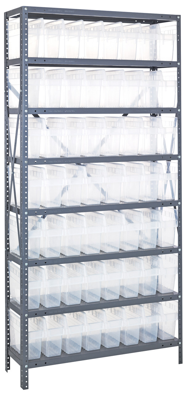 Shelving Unit, 12"D x 36"L x 75"H, heavy duty, Galvanized, Clear, Carbon Steel, 1275-SB801CL