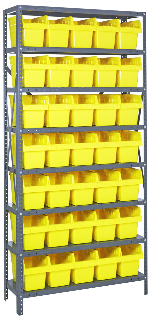 Shelving Unit, 12"D x 36"L x 75"H, heavy duty, Galvanized, Yellow, Carbon Steel, 1275-SB802YL