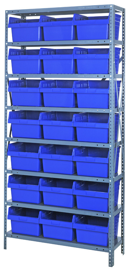 Shelving Unit, 12"D x 36"L x 75"H, heavy duty, Galvanized, Red, Carbon Steel, 1275-SB809RD