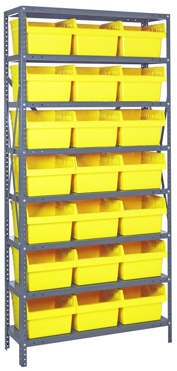 Shelving Unit, 12"D x 36"L x 75"H, heavy duty, Galvanized, Yellow, Carbon Steel, 1275-SB809YL