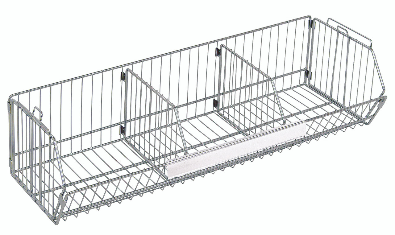 Modular Wire Stacking Basket, 36"W x 14"D x 9"H, 110 lb. capacity, Chrome, 0, Carbon Steel, 1436BC