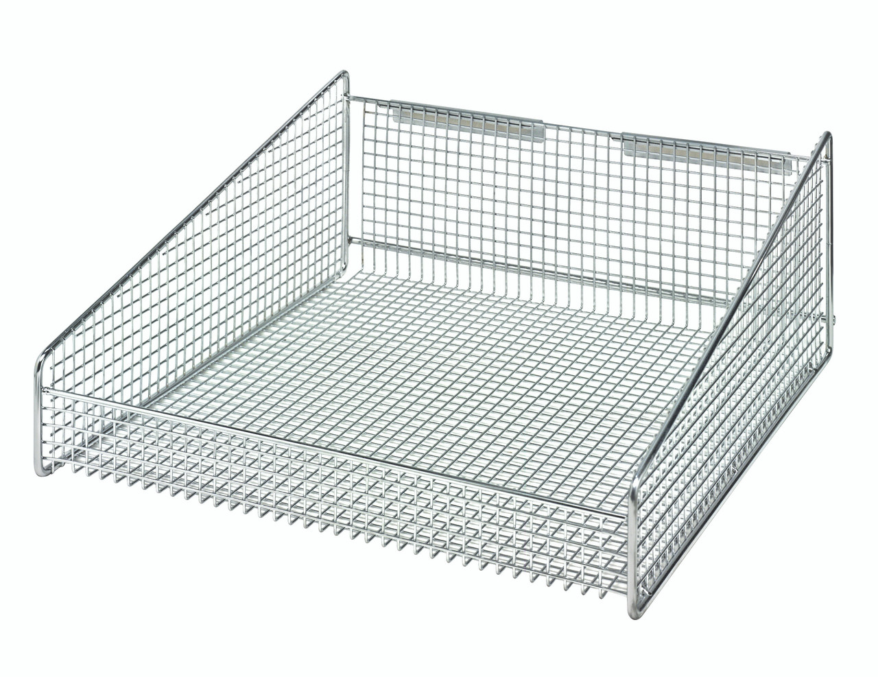 Partition Wall Hanging Basket, 17-7/8"W x 18"D x 7-1/2"H, 125 lbs. load capacity, Chrome, 0, Carbon Steel, 1617HBC