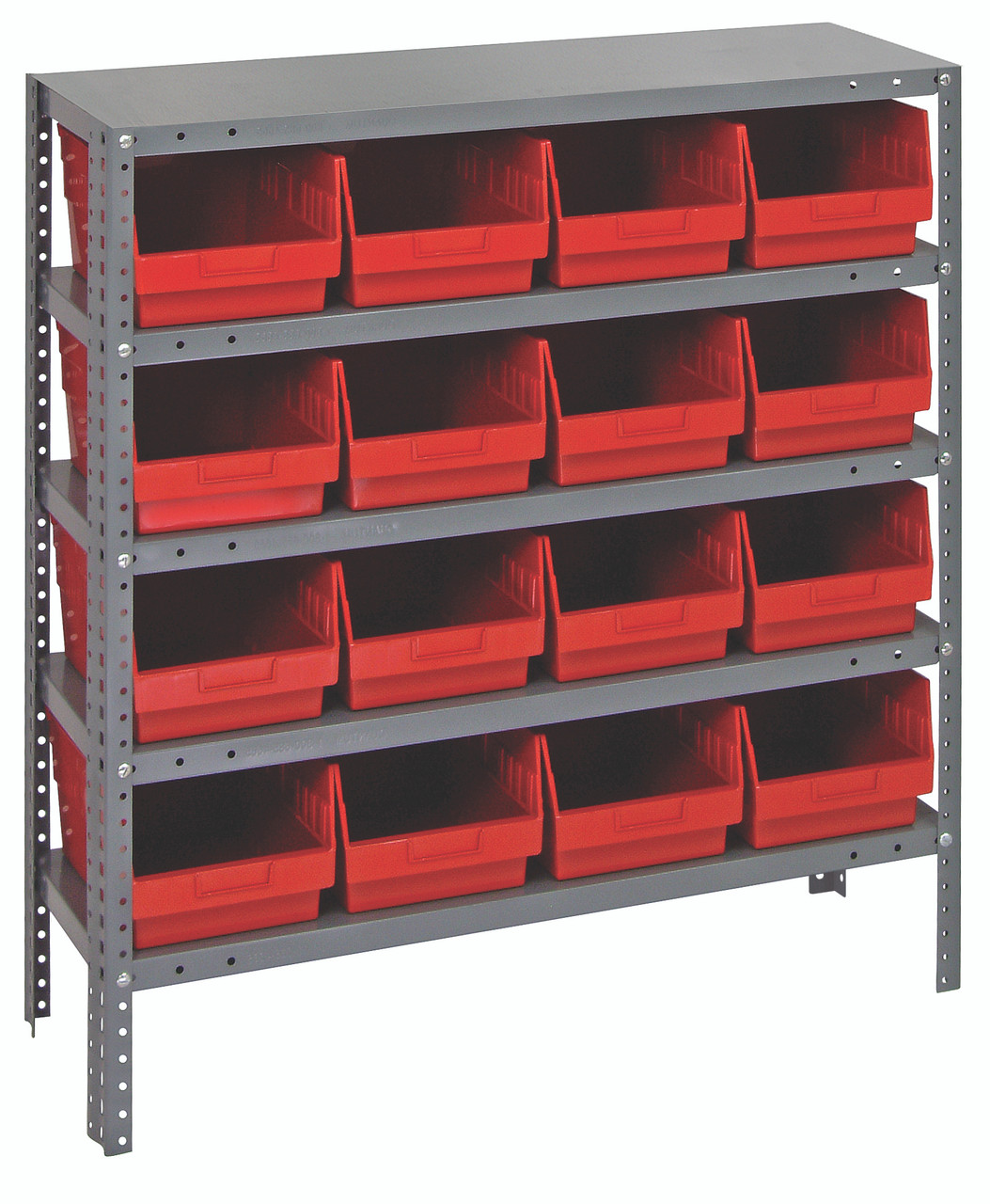Shelving Unit, 18"D x 36"L x 39"H, heavy duty, Galvanized, Red, Carbon Steel, 1839-208RD
