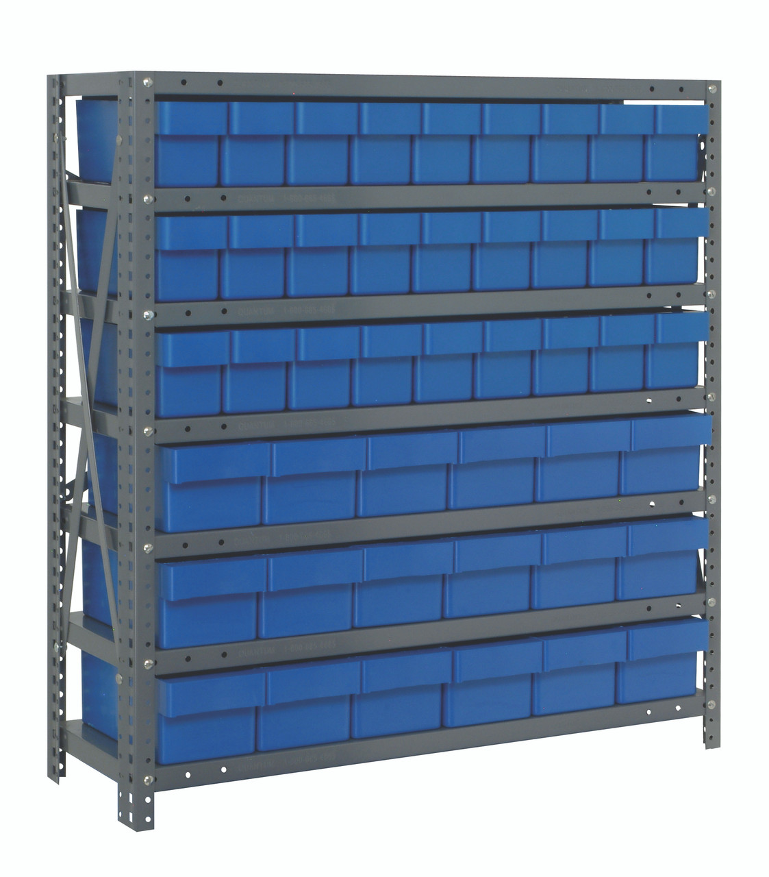 Shelving Unit, 18"D x 36"L x 39"H, heavy duty, Galvanized, Blue, Carbon Steel, 1839-624BL