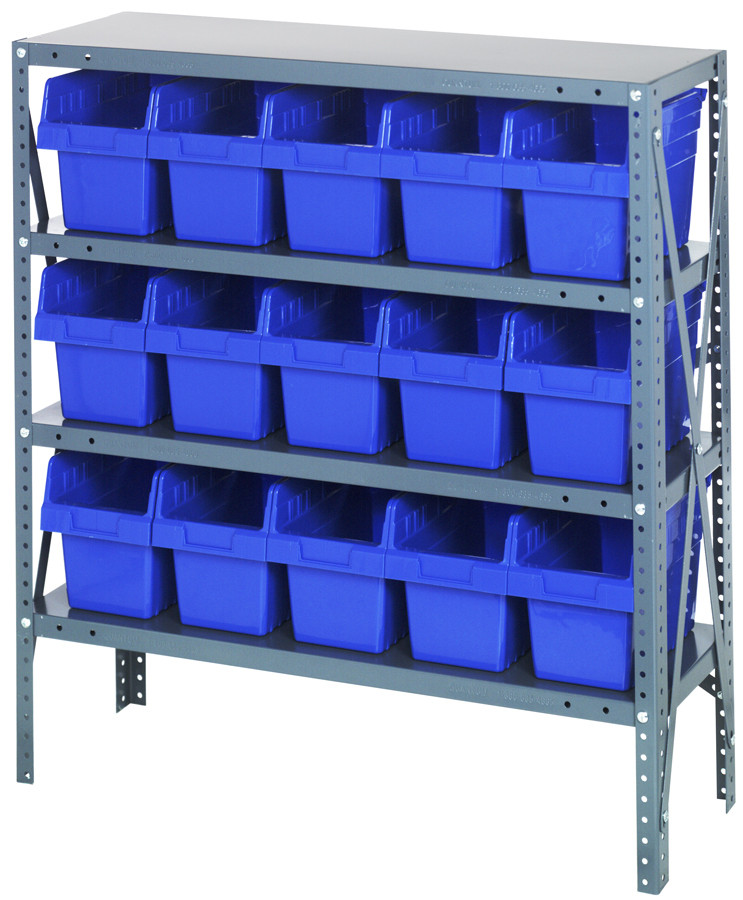 Shelving Unit, 18"D x 36"L x 39"H, heavy duty, Galvanized, Red, Carbon Steel, 1839-SB804RD
