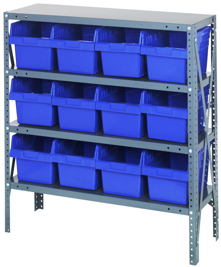 Shelving Unit, 18"D x 36"L x 39"H, heavy duty, Galvanized, Red, Carbon Steel, 1839-SB808RD