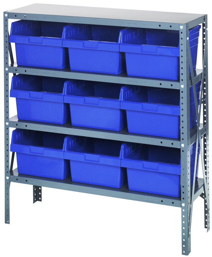 Shelving Unit, 18"D x 36"L x 39"H, heavy duty, Galvanized, Yellow, Carbon Steel, 1839-SB810YL