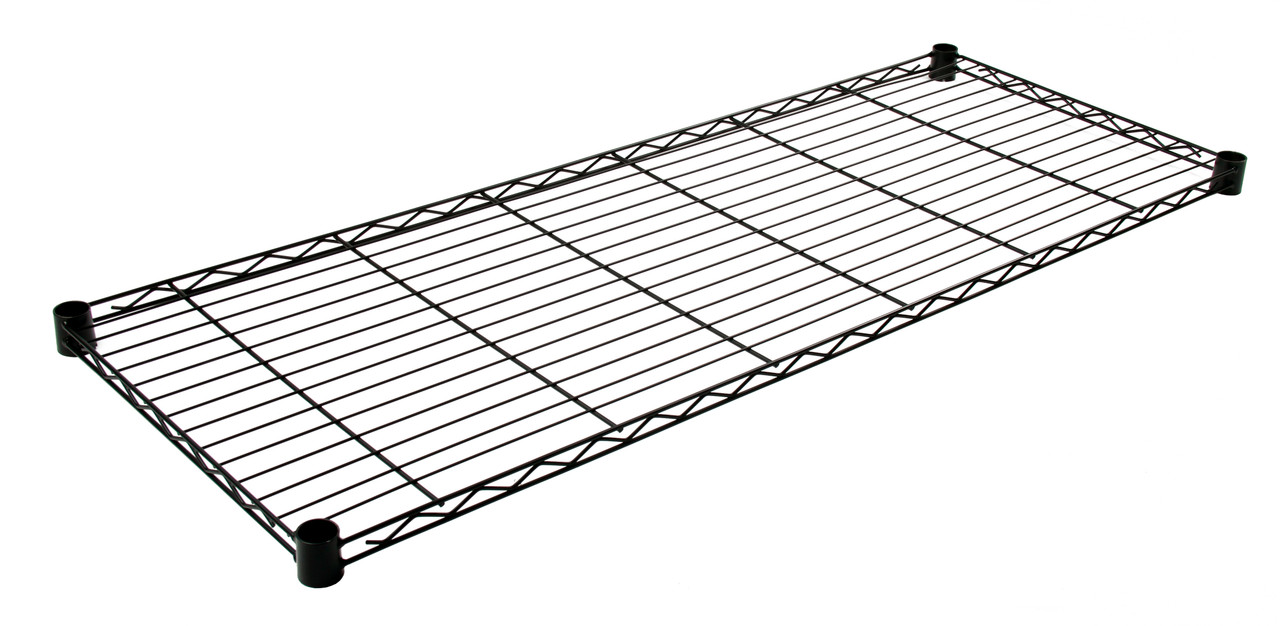 Wire Shelf, 60"W x 18"D, 600 - 800 lb. capacity, Epoxy Coated, Black, 0, Carbon Steel, 1860BK