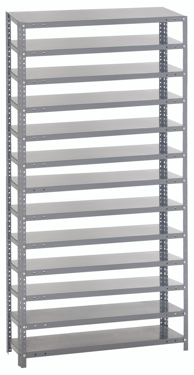 Shelving Unit, 18"D x 36"L x 75"H, heavy duty, Galvanized, 0, Carbon Steel, 1875-000