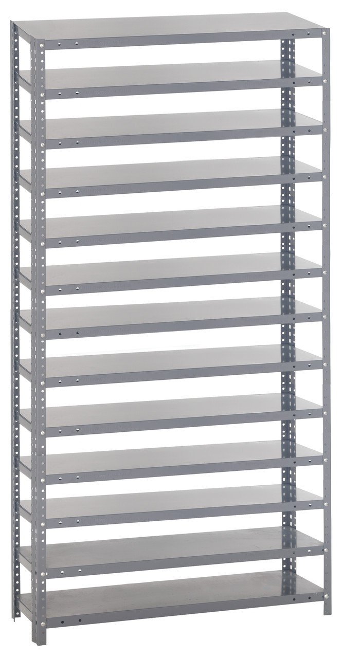Shelving Unit, 18"D x 36"L x 75"H, heavy duty, Galvanized, 0, Carbon Steel, 1875-000