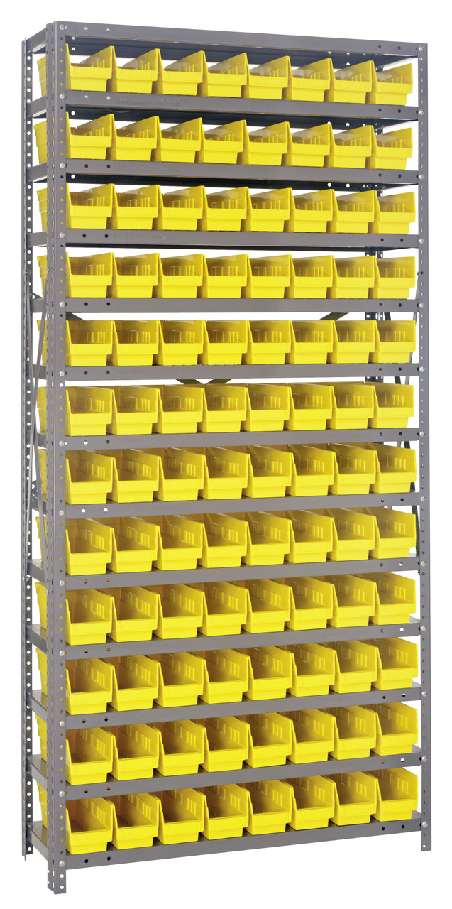 Shelving Unit, 18"D x 36"L x 75"H, heavy duty, Galvanized, Yellow, Carbon Steel, 1875-103YL