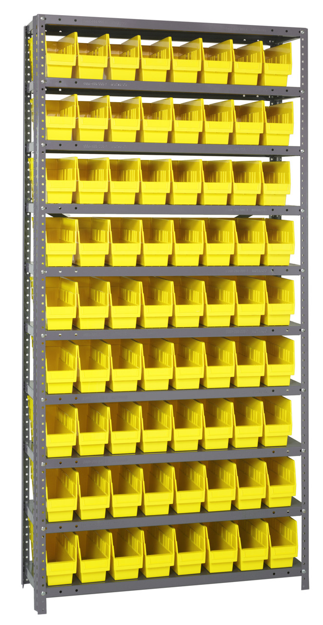 Shelving Unit, 18"D x 36"L x 75"H, heavy duty, Galvanized, Yellow, Carbon Steel, 1875-203YL