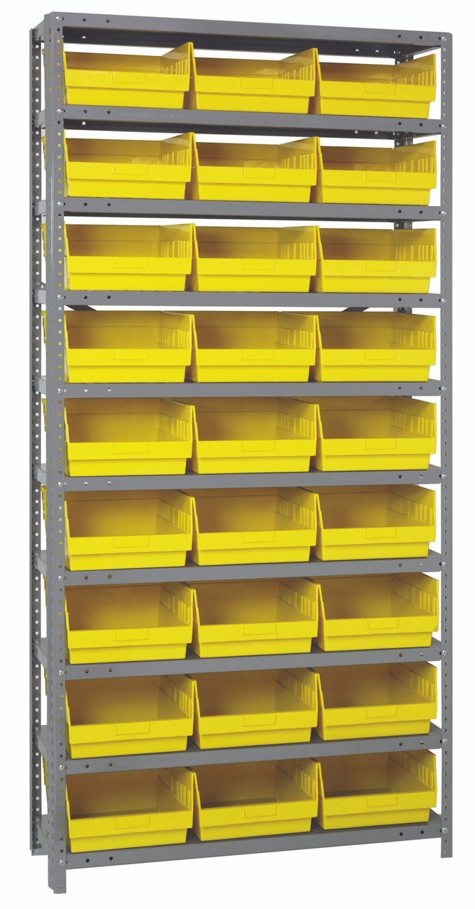 Shelving Unit, 18"D x 36"L x 75"H, heavy duty, Galvanized, Yellow, Carbon Steel, 1875-210YL