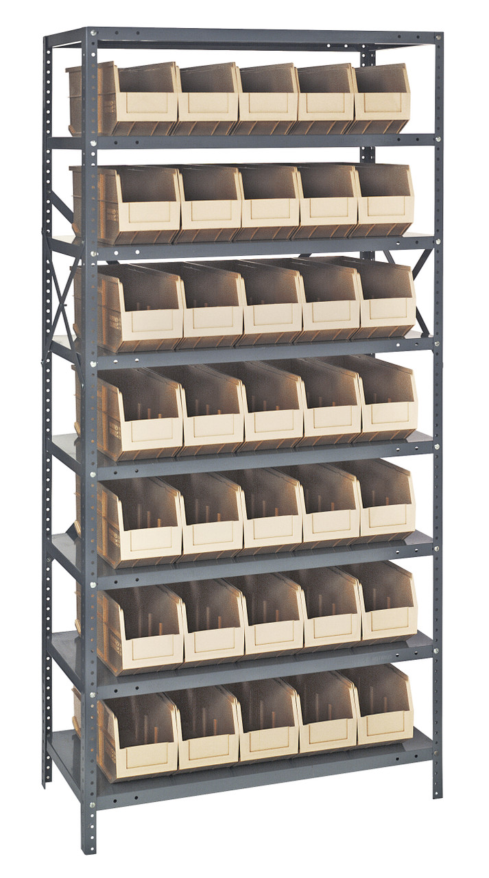 Shelving Unit, 18"D x 36"L x 75"H, heavy duty, Galvanized, Ivory, Carbon Steel, 1875-461IV